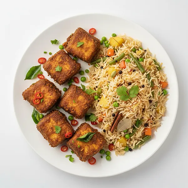 Fish Masala Fry With Vegetable Pulao